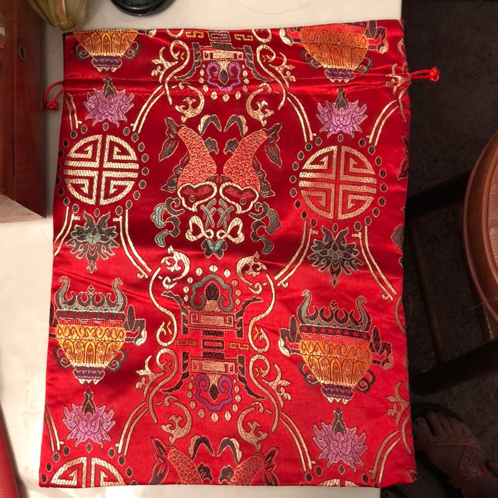 chinese artwork drawstring bag NEW